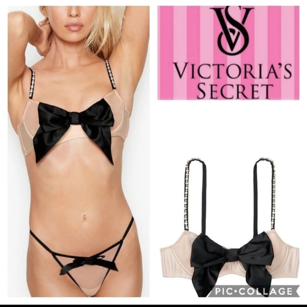 NWT VS wicked unlined balconette bow bra